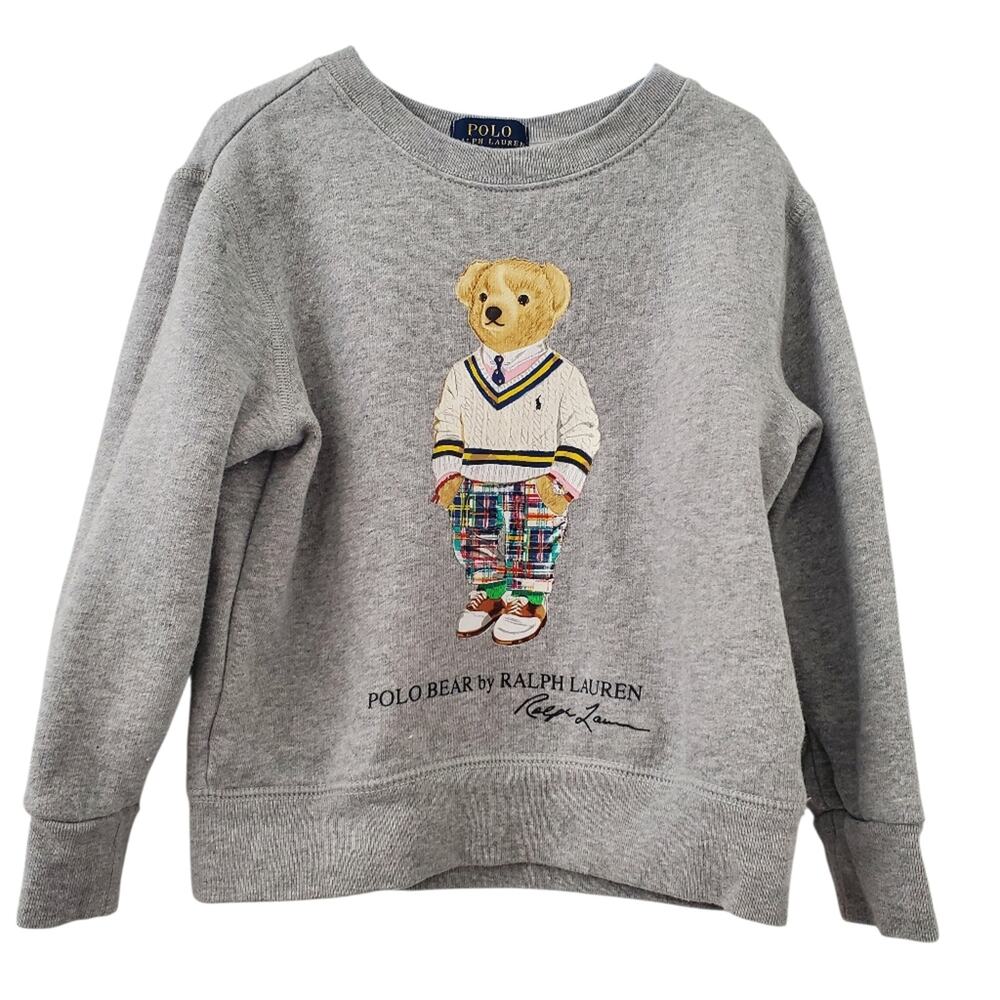 Polo Ralph Lauren Golf Polo Teddy Bear Gray Sweatshirt Toddler (4)